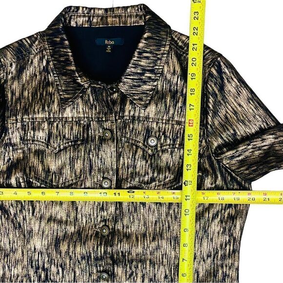 Reba Jacket Disco Gold Button Up Pockets Lightweight Sz M NWOT - Picture 8 of 12